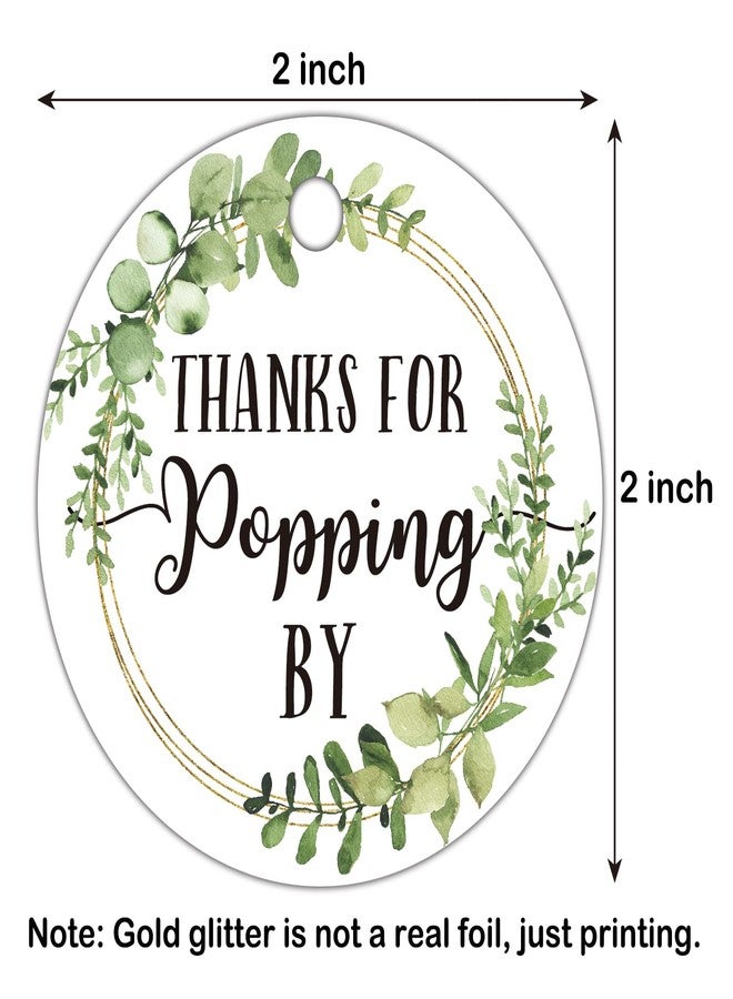 EKSPLODI Thanks for Popping by Tags, Greenery Baby Shower Favor Tags, Bridal Shower, Wedding Tags, 2 Inch, 50-Pack. - Image 2